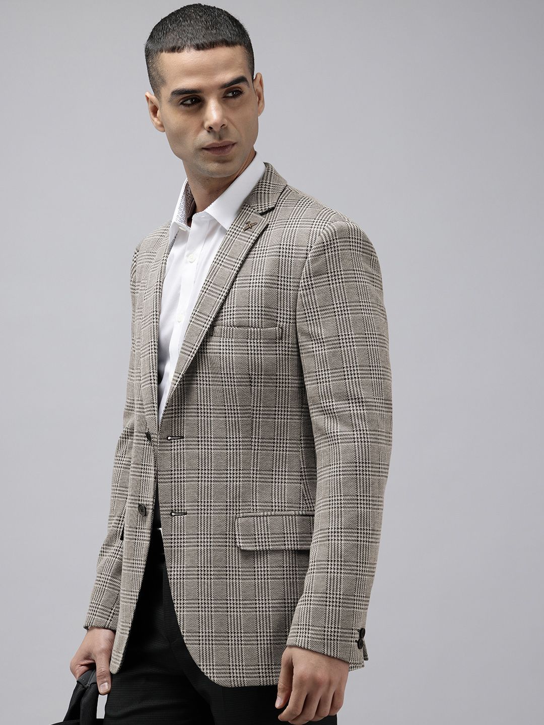 Theme Slim Fit Checked Single-Breasted Formal Blazer-picture-55