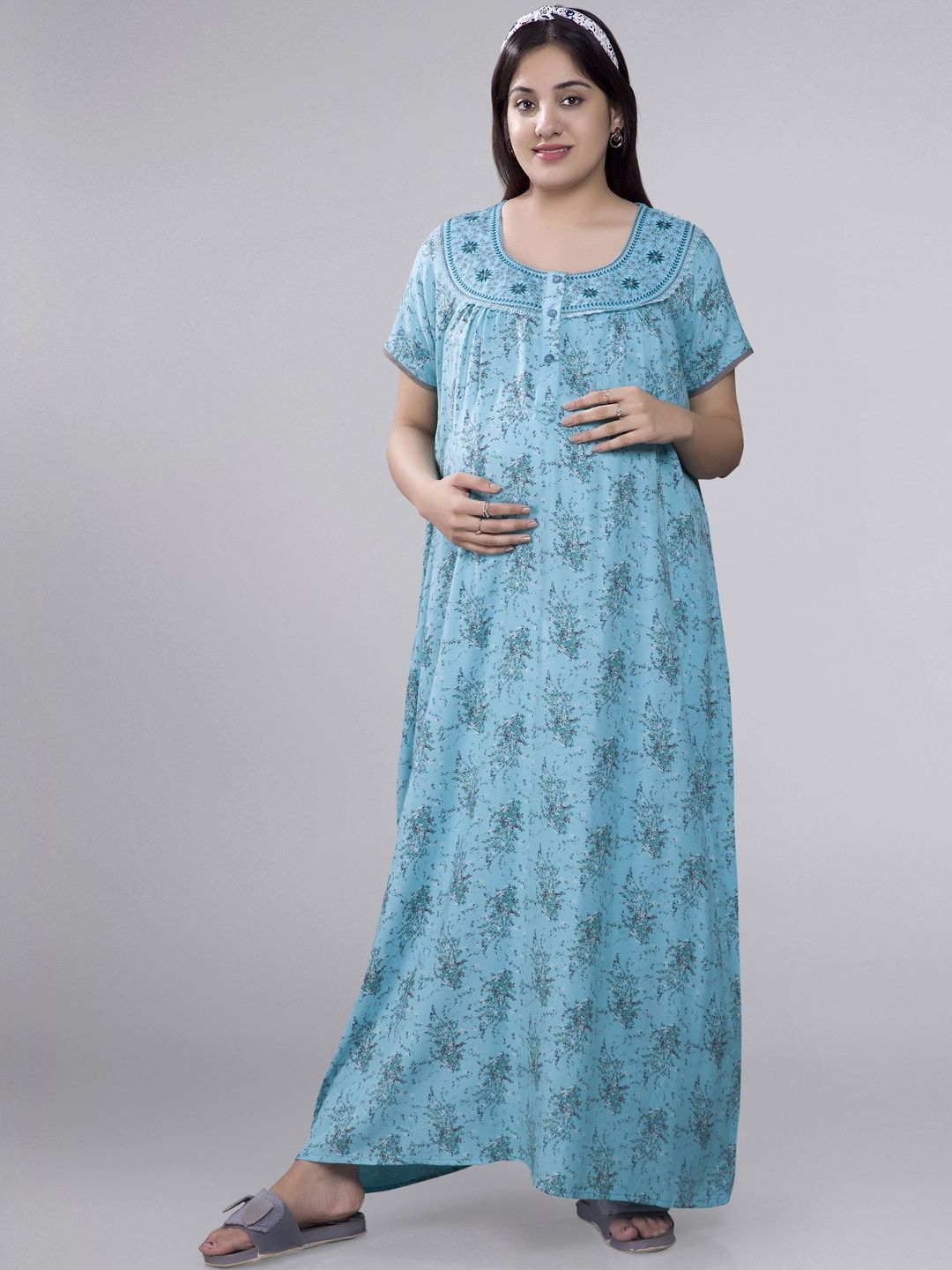 Mammas Maternity Printed Maxi Nightdress-picture-12