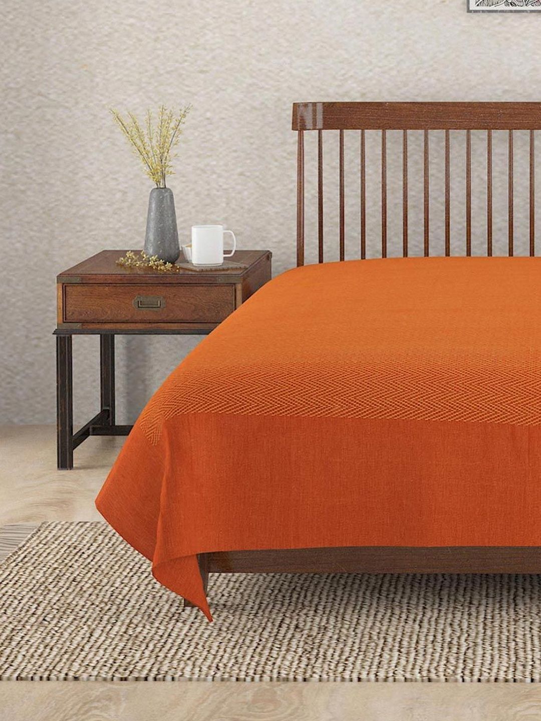 Fabindia Orange-Coloured Woven Design 120 GSM King Bed Cover-image-44