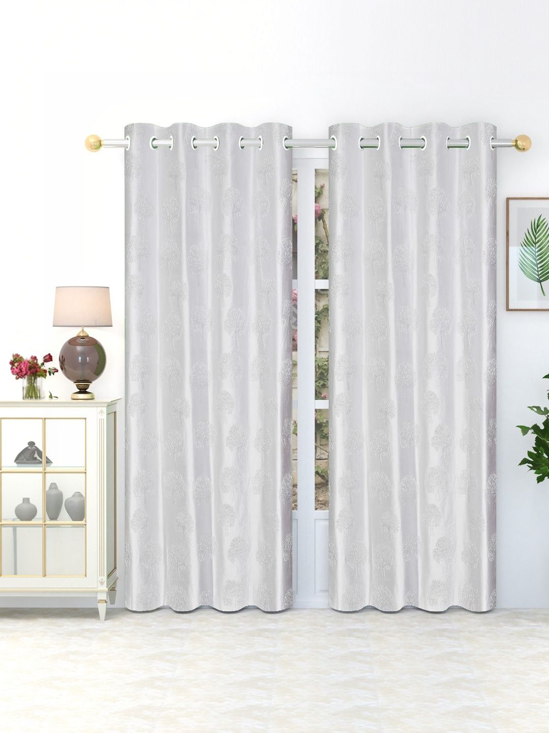GEET CREATIONS White Set of 2 Room Darkening Door Curtain-picture-15