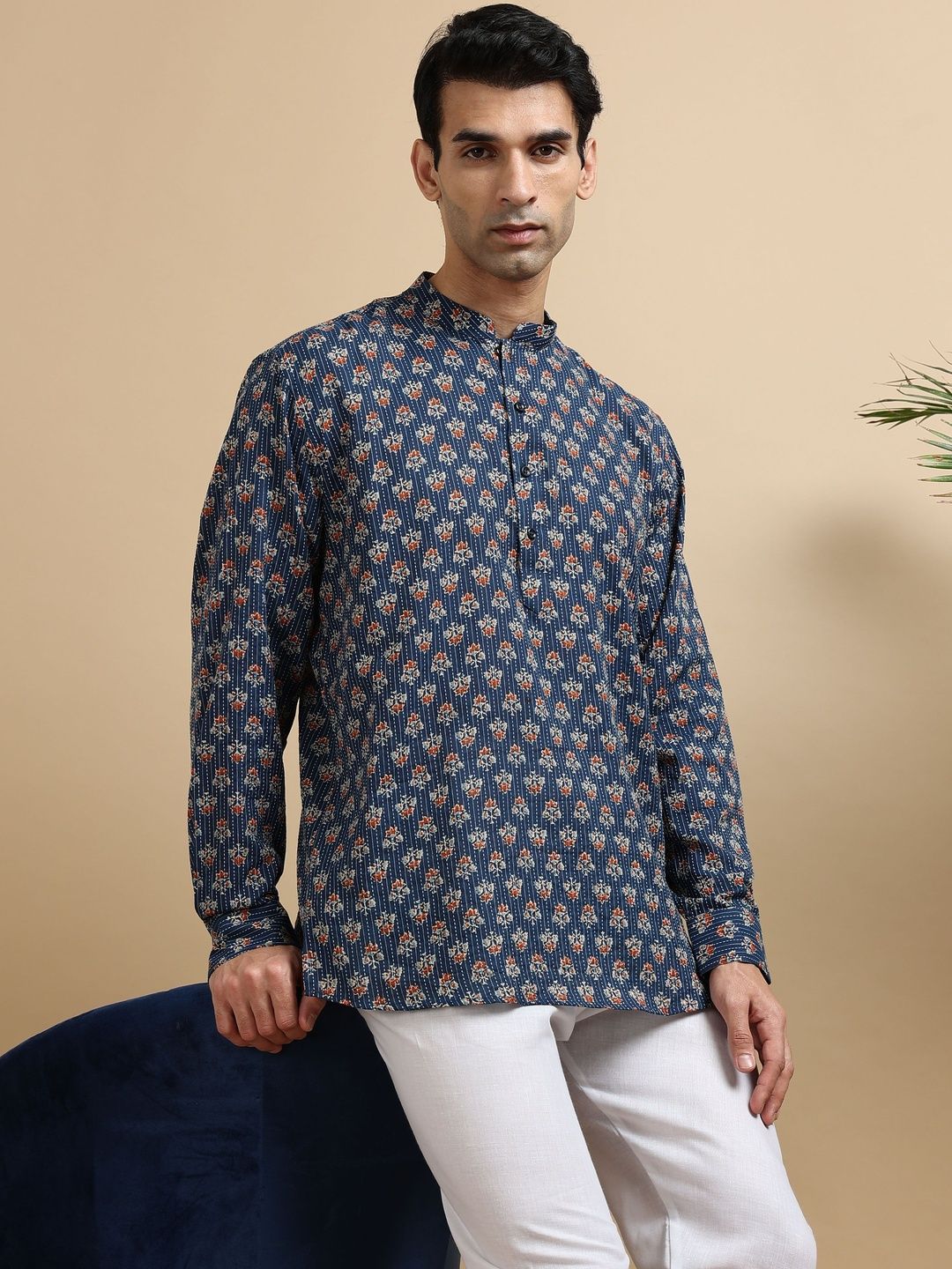 TATTVA Men Ethnic Motifs Printed Indie Prints Khadi Kurta-image-19