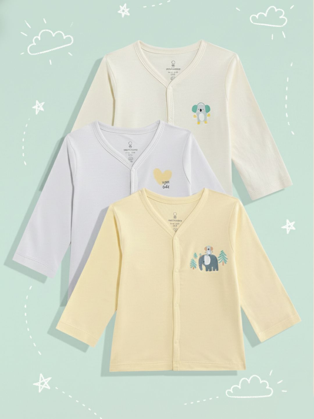 mothercare Infants Pack of 3 Pure Cotton Jhabla-picture-52