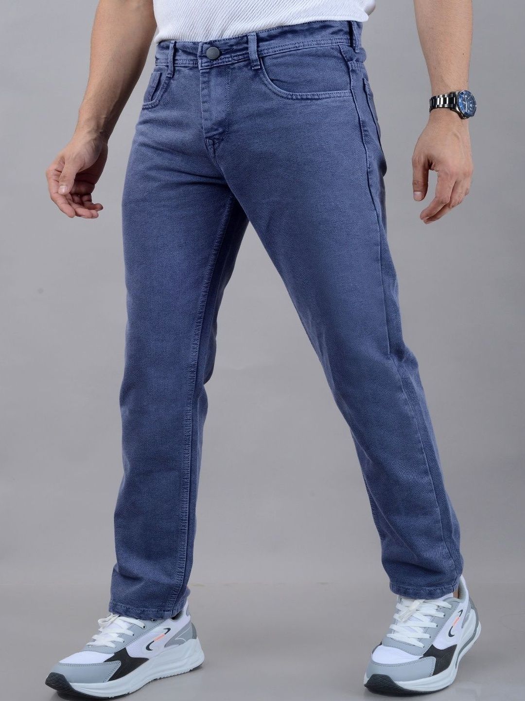 Moudlin Men Classic Slim Fit Mid-Rise Light Fade Stretchable Jeans-picture-43