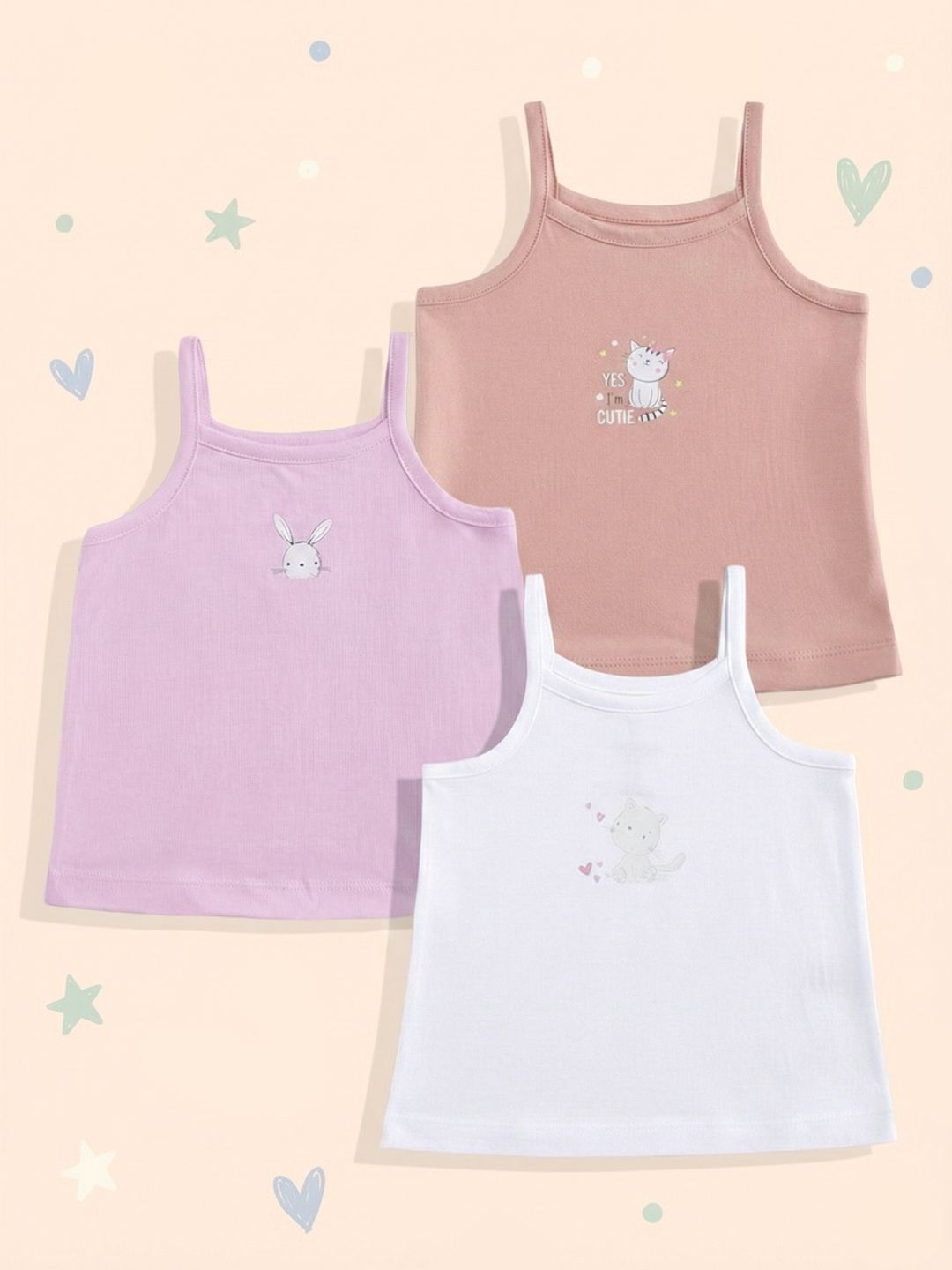 mothercare Infant Girls Pack of 3 Cotton Camisoles