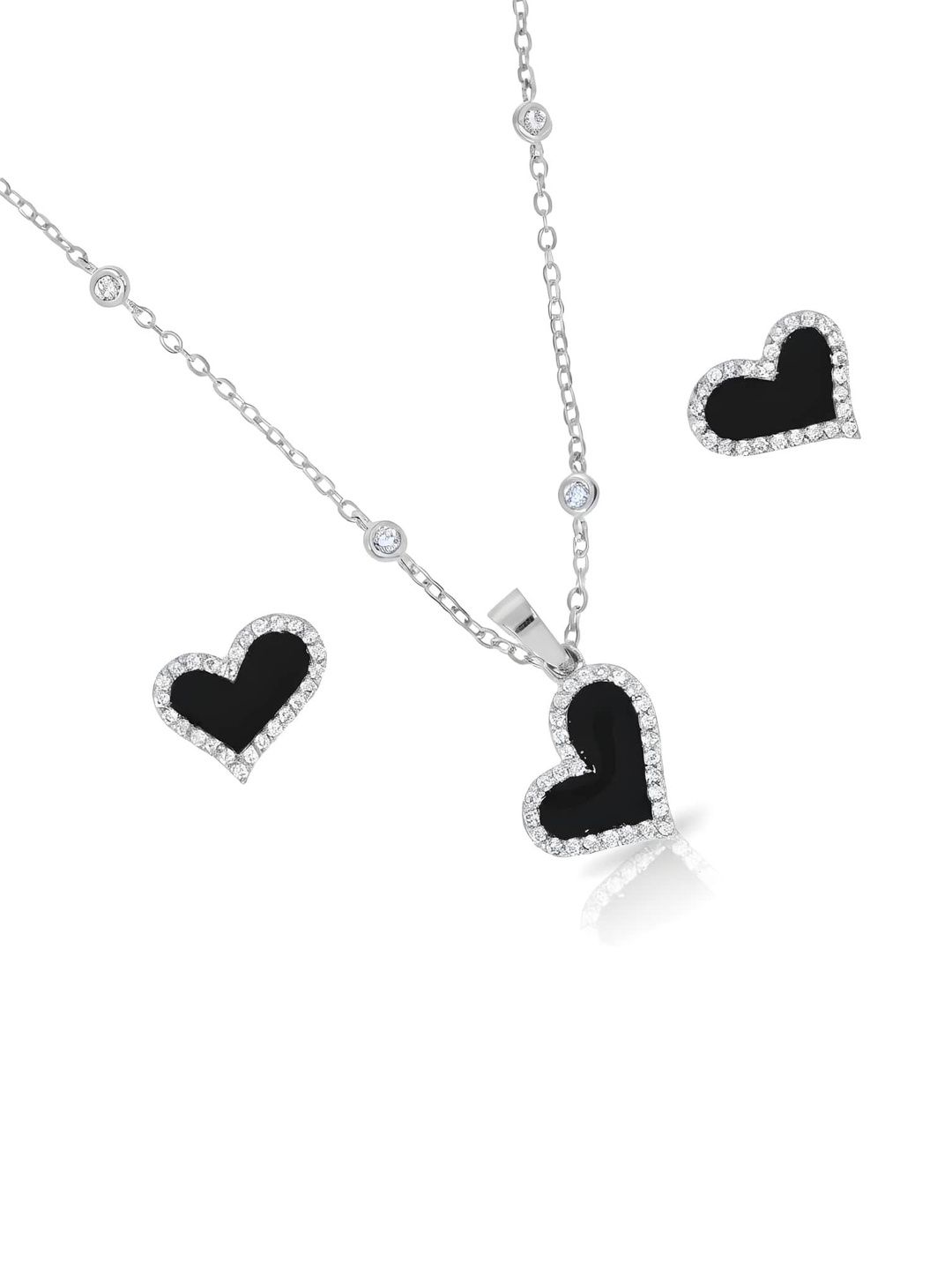 JOY & SHINE Silver-Plated Cubic Zirconia Stone-Studded Jewellery Set-picture-34