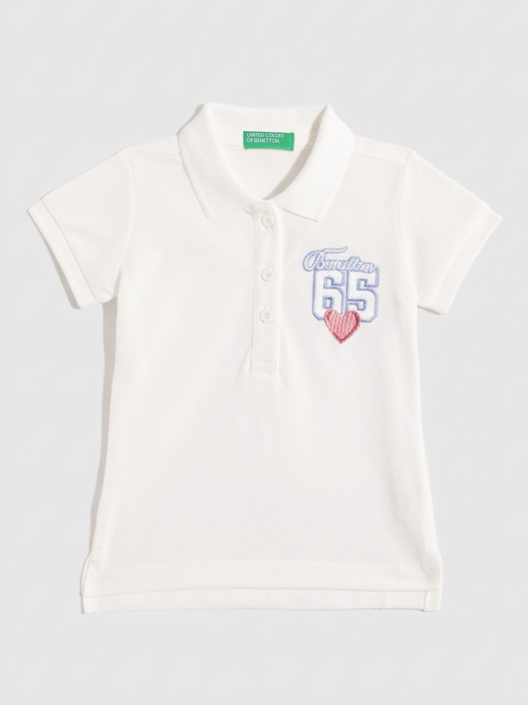 United Colors of Benetton Girls Embroidered Polo Collar T-shirt