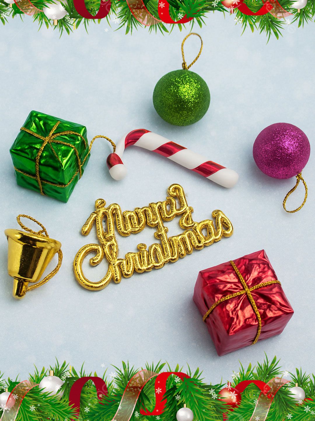 EarthCraft Red & Green Glossy Christmas Tree Decoration Items-image-6