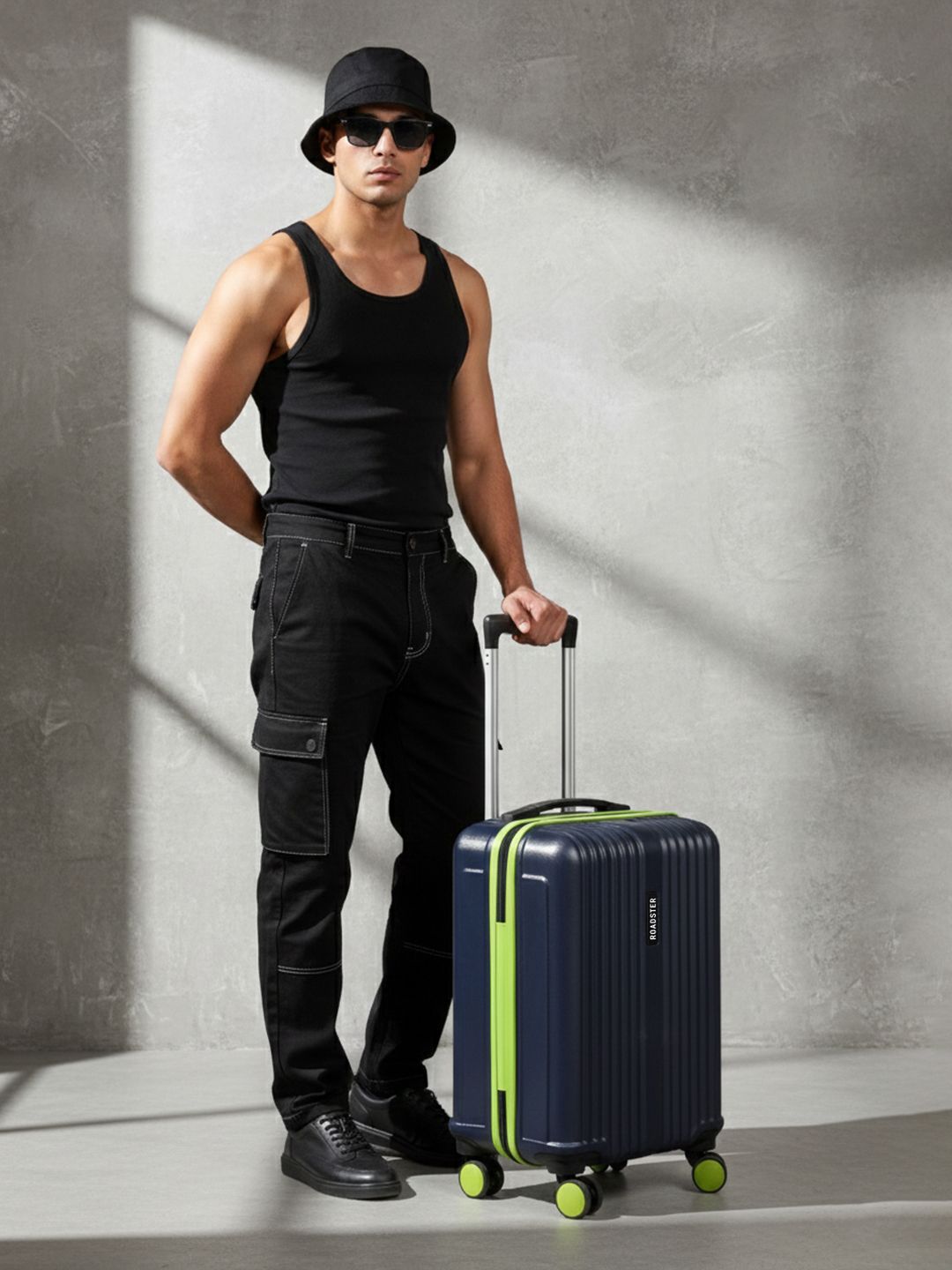 Roadster Textured Hard Cabin Suitcase Trolley Bag- 50L-image-37