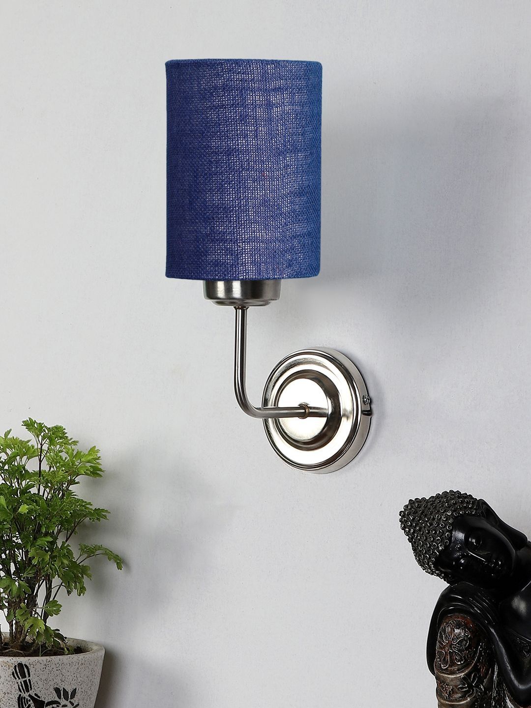 Devansh Blue & Blue Textured Metal Contemporary Cylinder Shaped Wall Lamp-picture-26