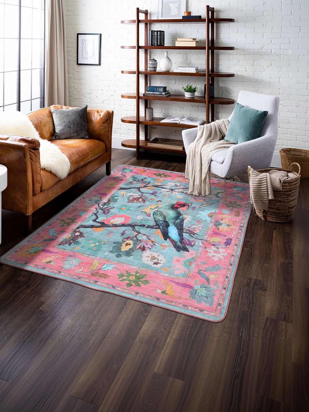 AAZEEM Multicoloured Floral Anti-Skid Polyester Carpet-picture-45