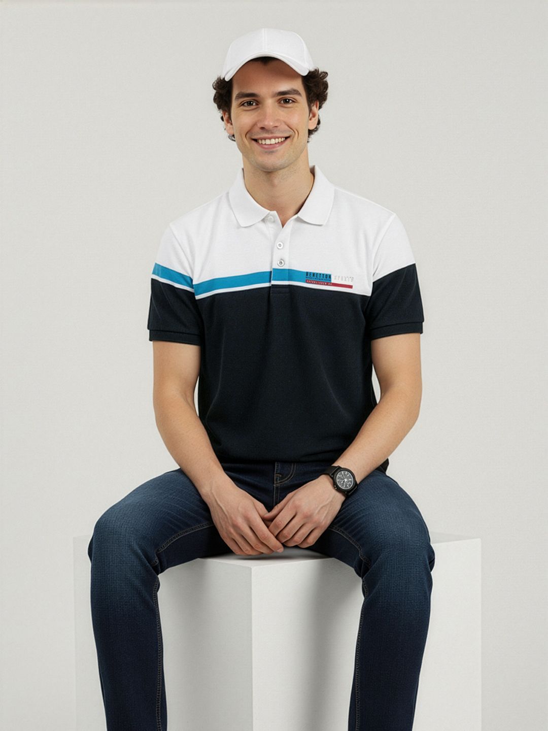 United Colors of Benetton Colorblocked Polo Collar Pure Cotton T-shirt-picture-24