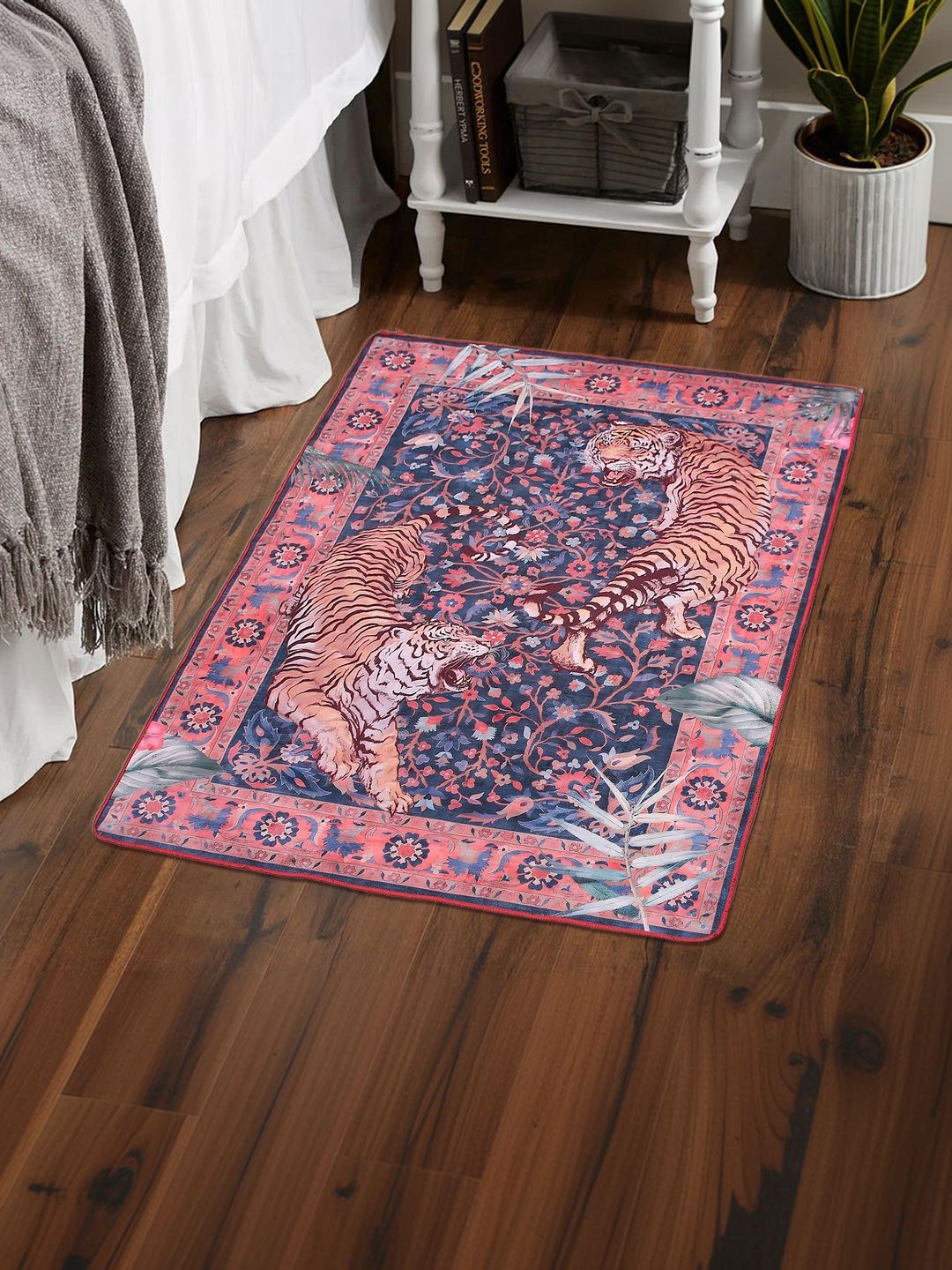 AAZEEM Multicoloured Ethnic Motifs Anti-Skid Polyester Carpet-image-7