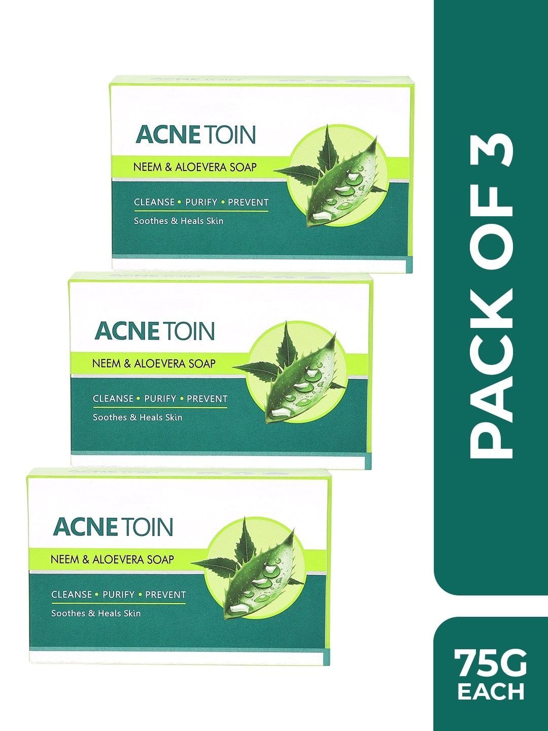 Leeford Set Of 3 Acnetoin Neem & Aloevera Soap For Acne - 75 g Each-picture-32