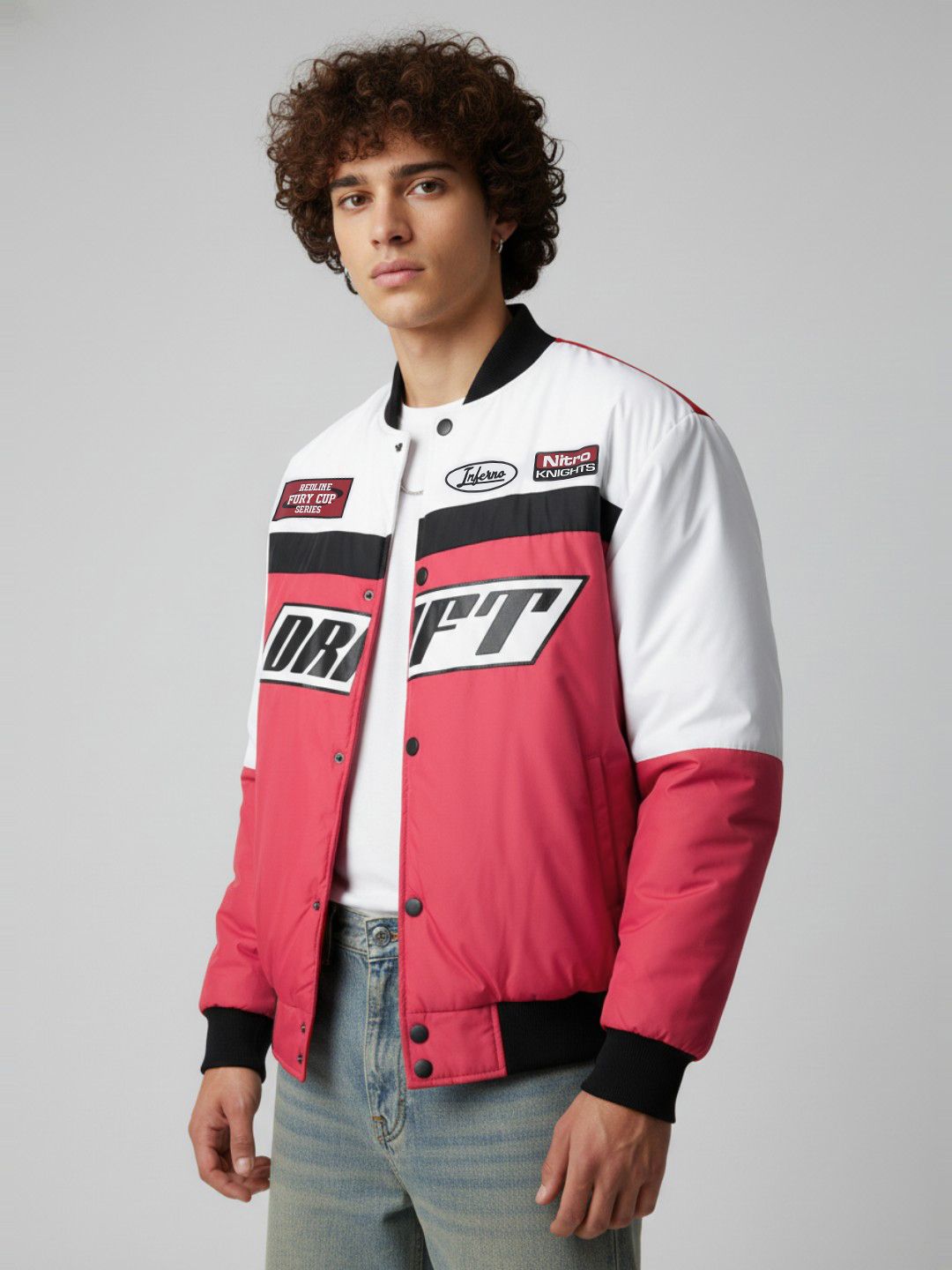 glitchez Typography Printed Colourblocked Bomber Jacket-picture-47