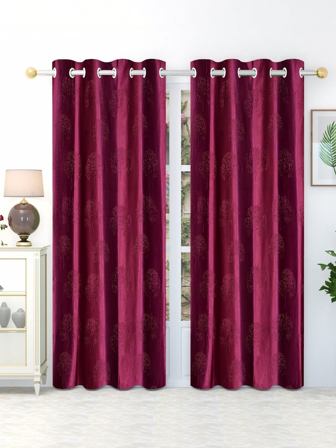 GEET CREATIONS Violet Set of 2 Room Darkening Window Curtain-picture-35