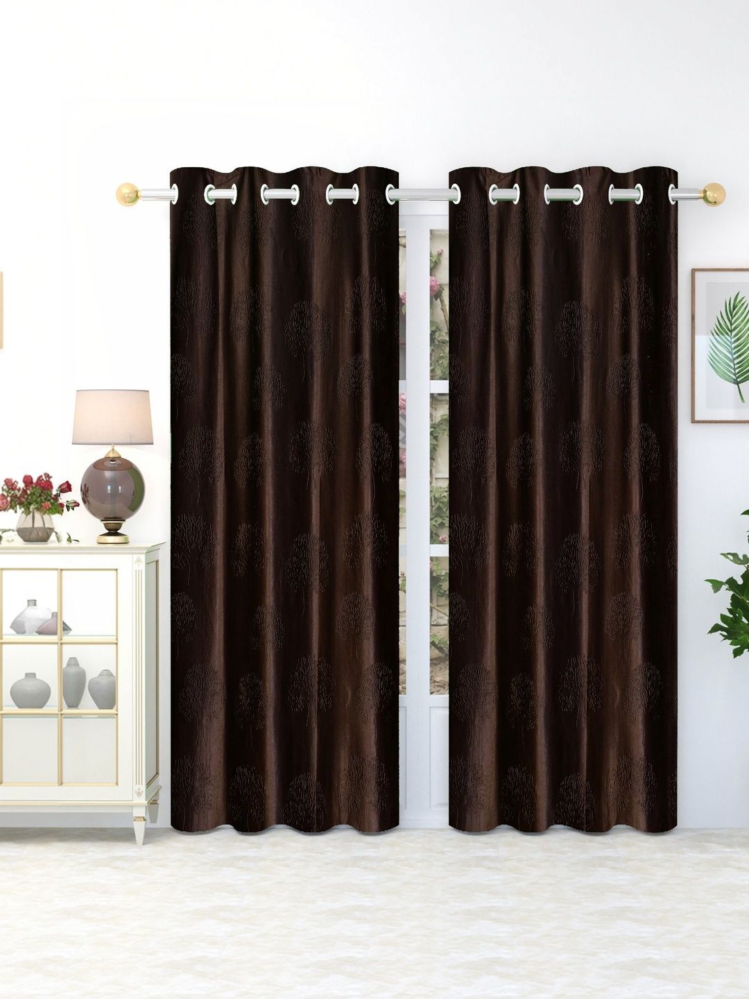 GEET CREATIONS Coffee Brown Set of 2 Room Darkening Door Curtain-picture-18