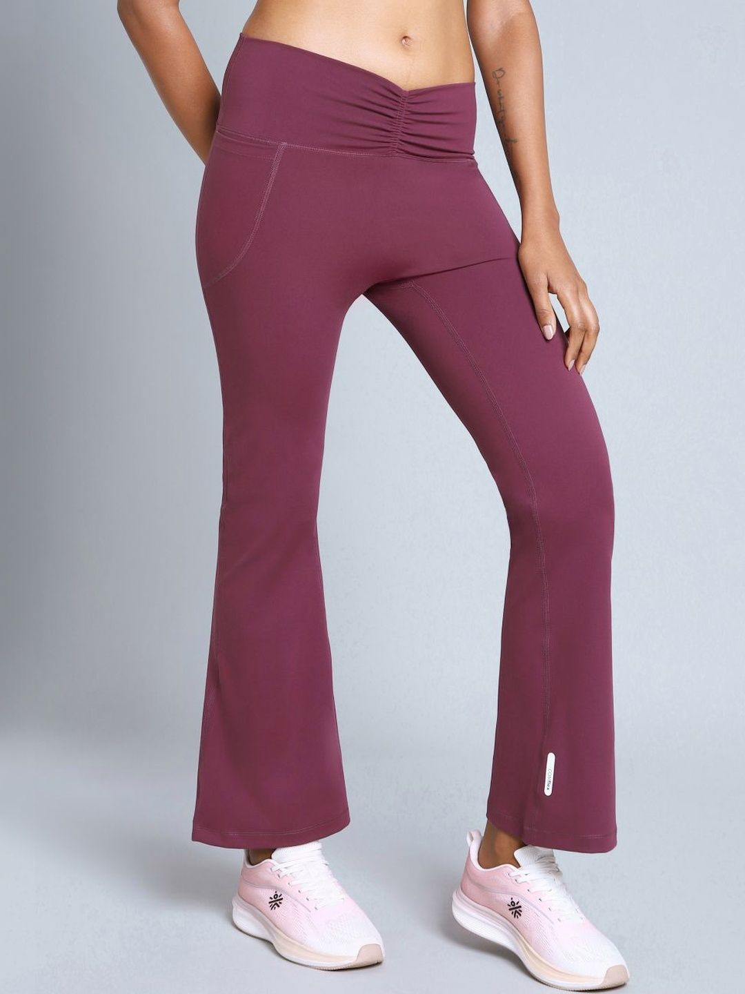CULT Women Maroon Flow Training COMFlex Flare Pants deal from myntra CULT Women Maroon Flow Training COMFlex Flare Pants deal from myntra