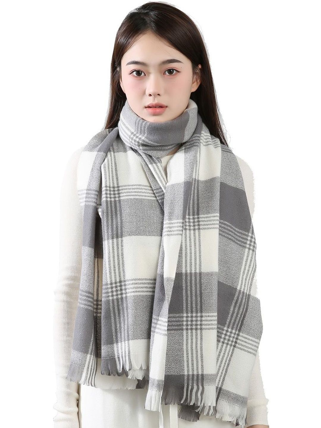 Alexvyan Women Checked Stole-picture-23