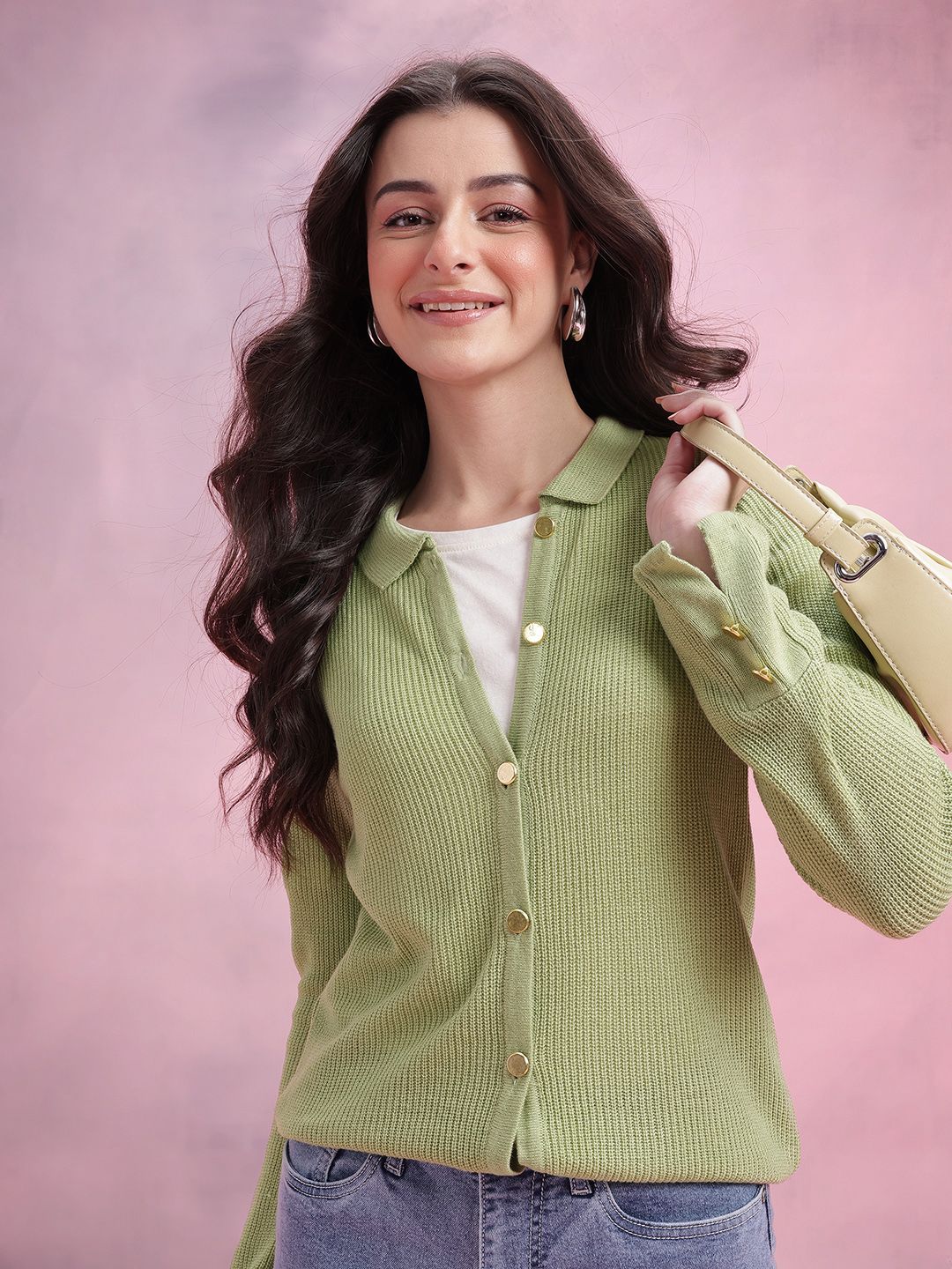 DressBerry Shirt Collar Cardigan