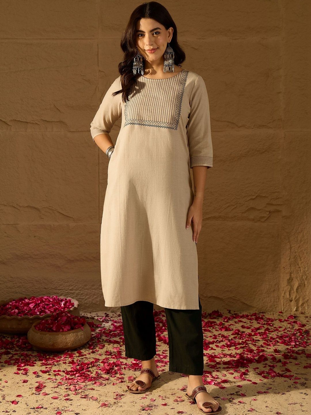 Anouk Women Embroidered Thread Work Kurta-picture-13