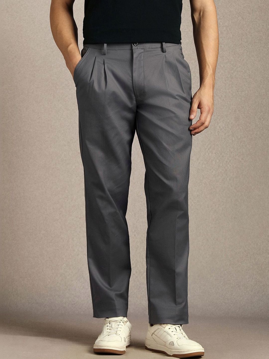 Louis Philippe Men Pleated Trousers-picture-54