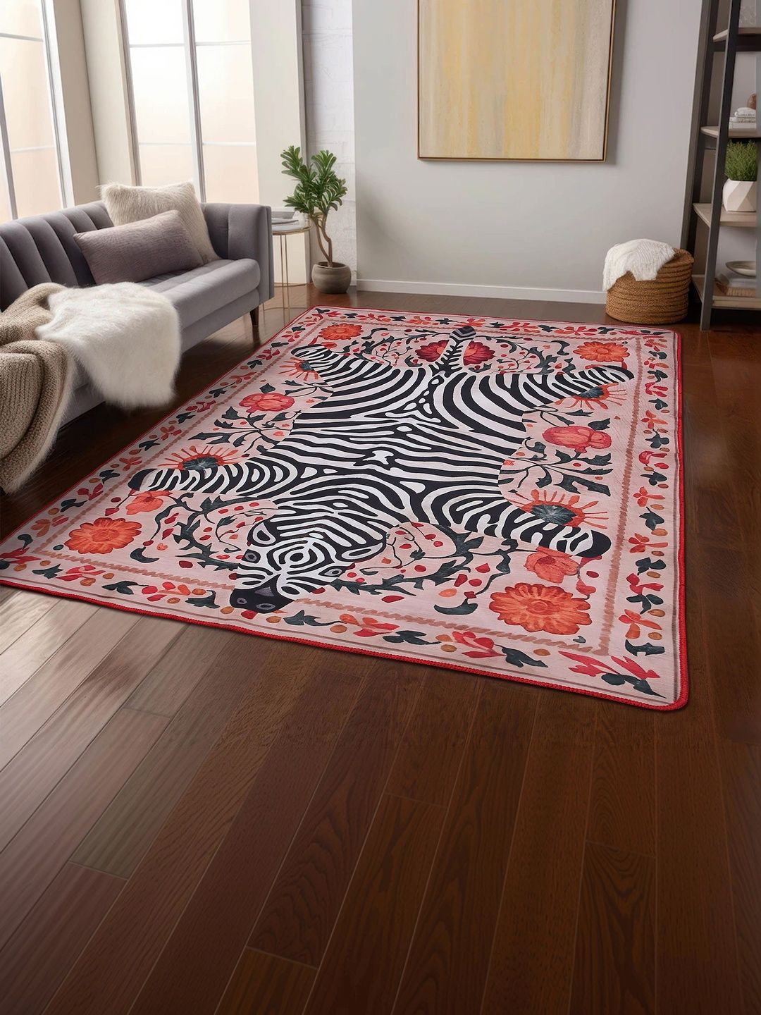 AAZEEM Multicoloured Abstract Anti-Skid Polyester Carpet-image-8