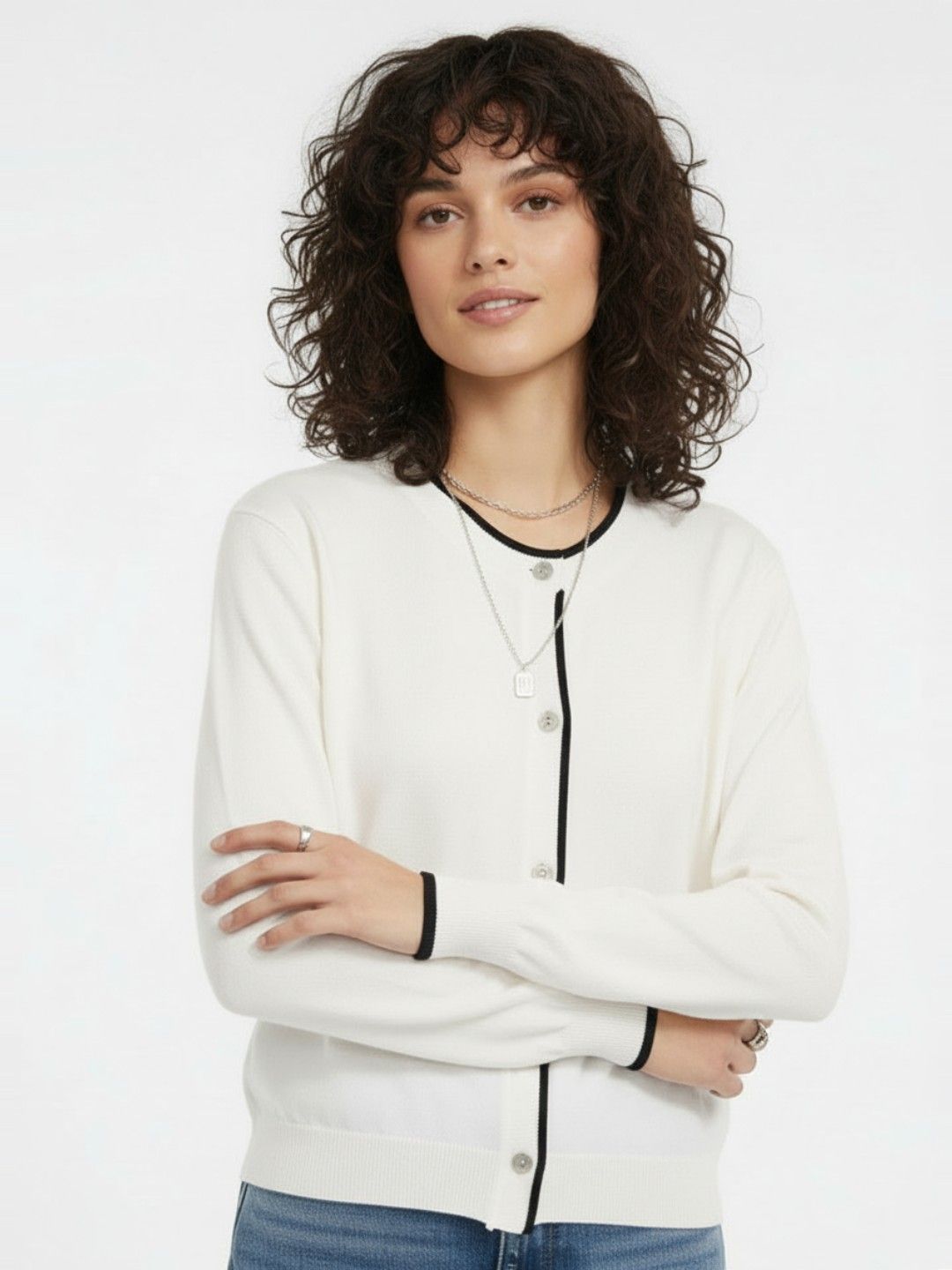 glitchez Button Closure Cardigan-picture-22