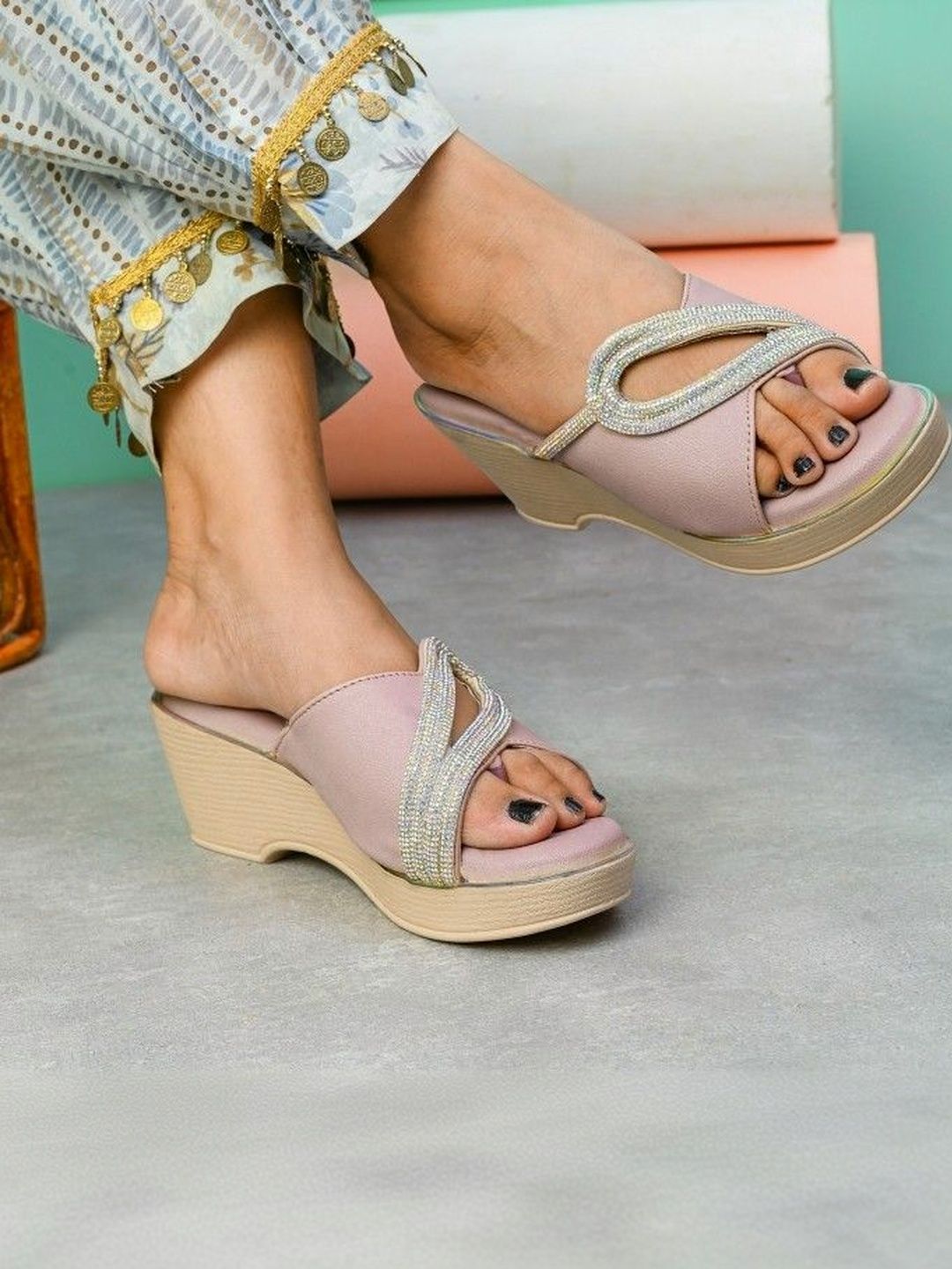 DressBerry Embellished Wedge Sandals-picture-36