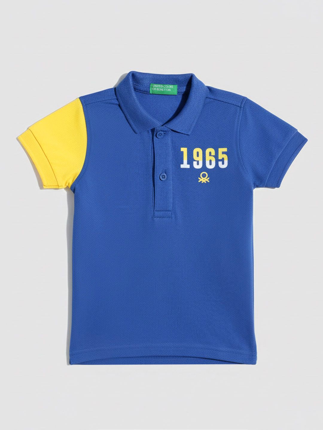 United Colors of Benetton Boys Polo Collar T-shirt with Contrast Sleeve