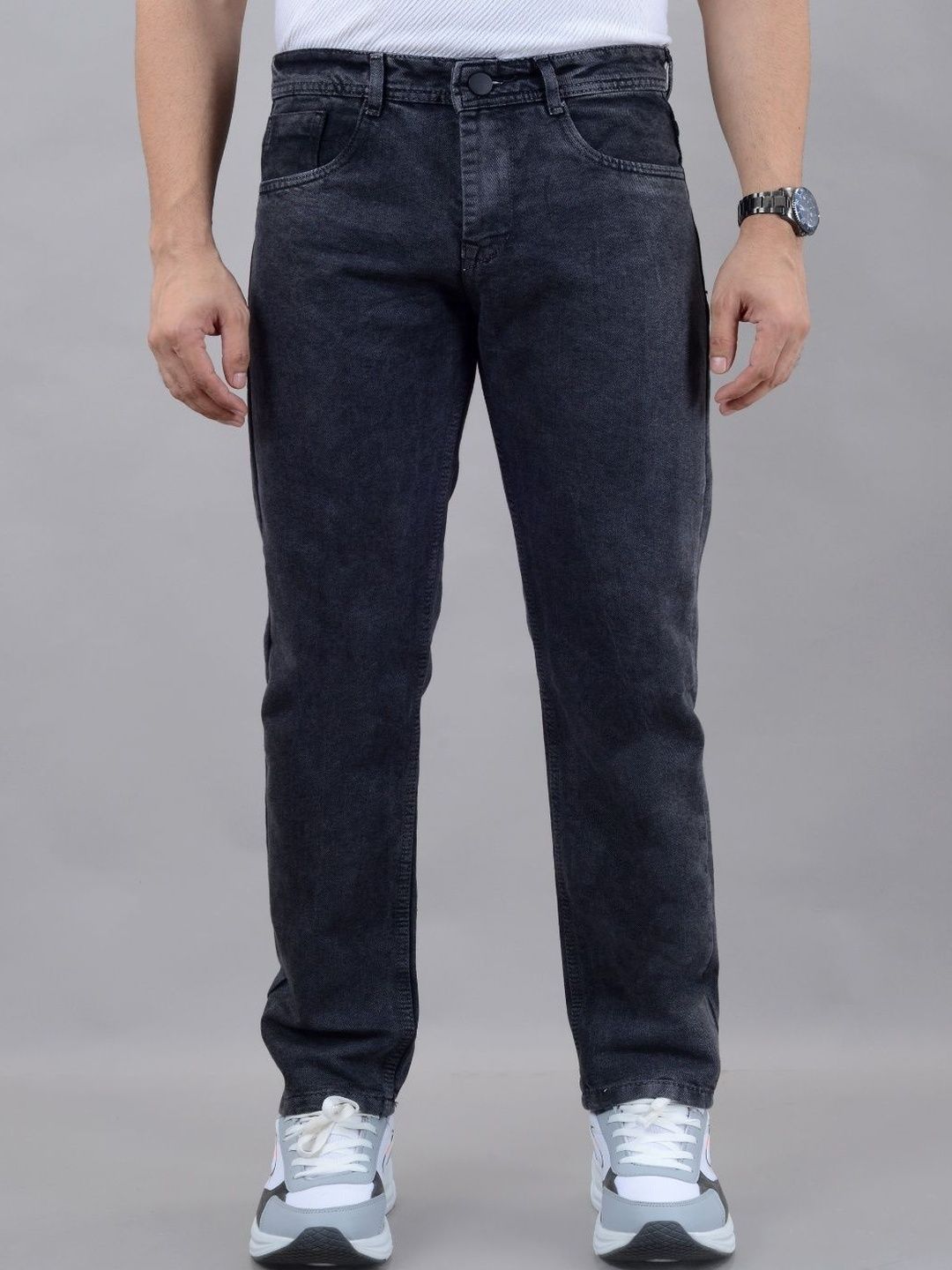 Moudlin Men Classic Slim Fit Mid-Rise Light Fade Stretchable Jeans-picture-37