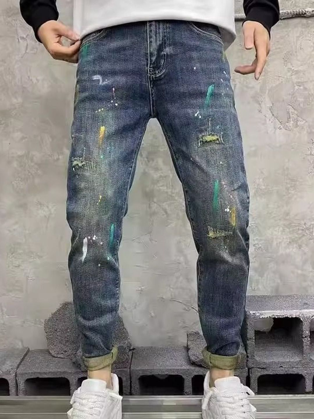 stylecast x revolte Men's Straight Fit Mid-Rise Medium Shade Jeans-picture-34