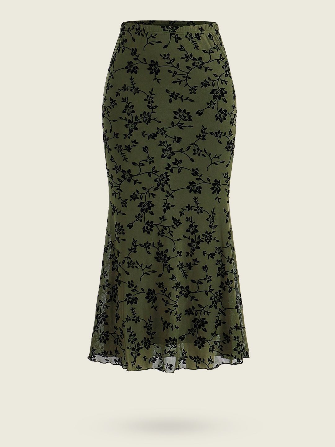 Zucchini Printed Maxi Flared Skirts-picture-40