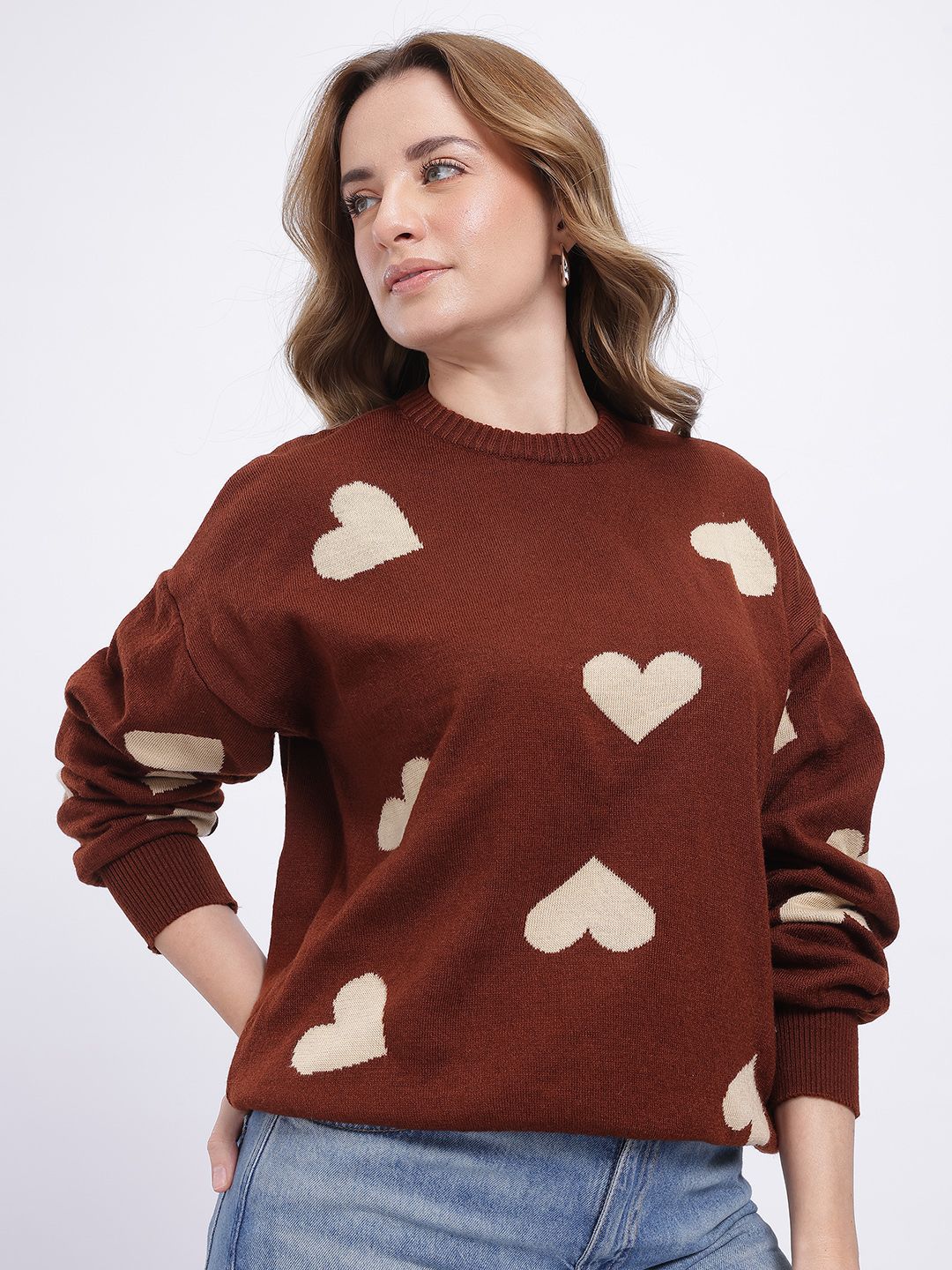glitchez Heart-Design Drop-Shoulder Pullover-picture-25