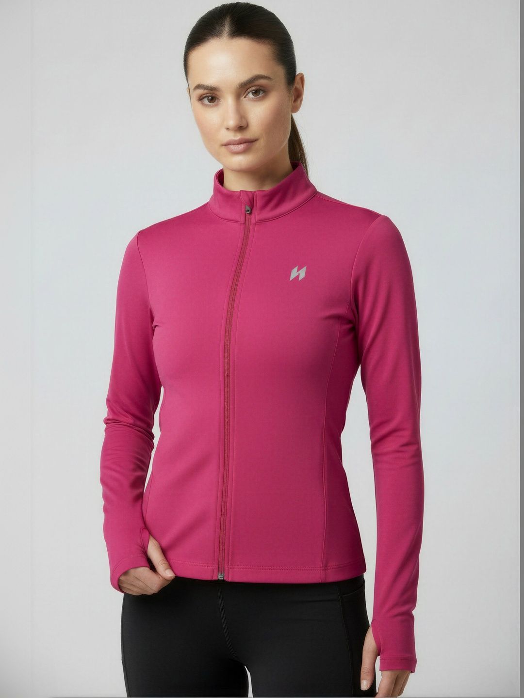 HUMAN SPIRIT Women Typography Reflective Strip Running Sporty Jacket