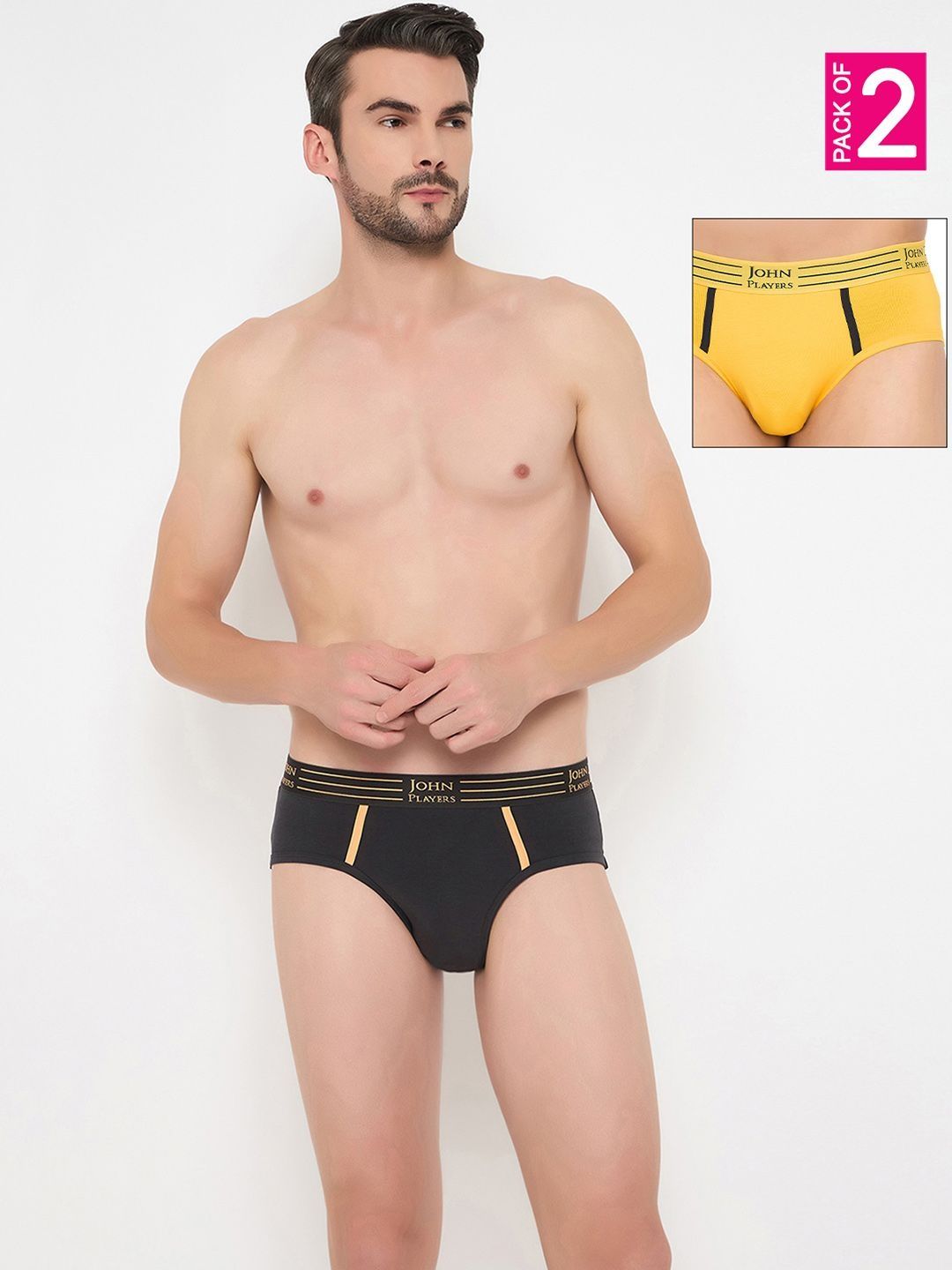 John Players Men Pack of 2 Cotton Briefs with Striped Waistband-picture-15
