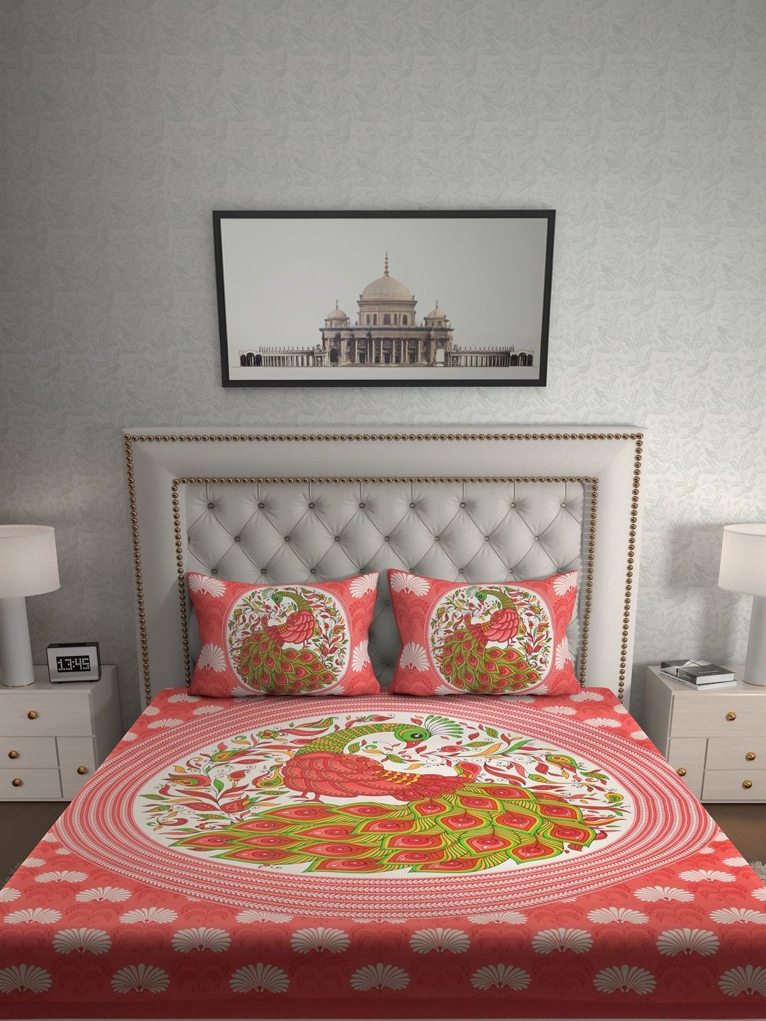 DGSM CRAFT Red 180 TC King Bedsheet with 2 Pillow Covers-picture-31