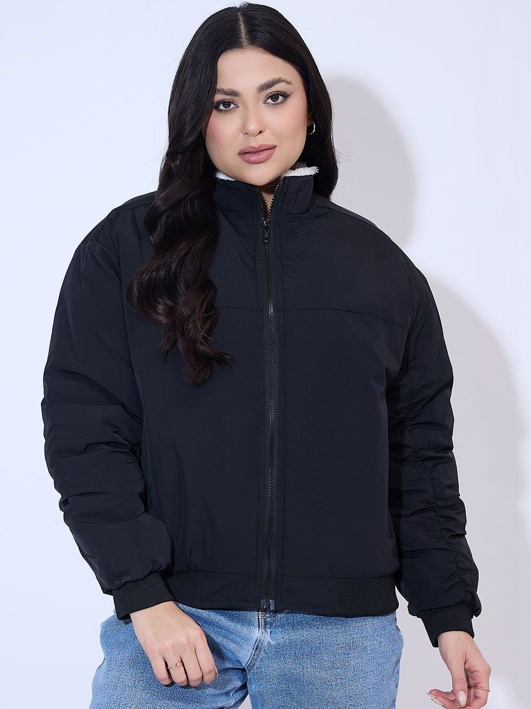 The Roadster Lifestyle Co Mock Collar Quilted Jacket-image-15