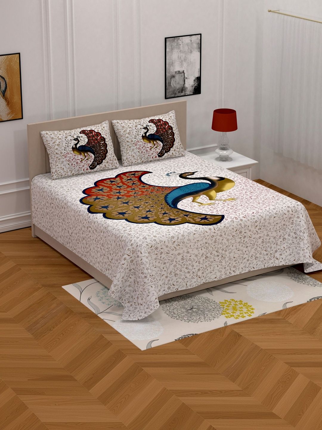 DGSM CRAFT White 180 TC King Bedsheet with 2 Pillow Covers-picture-24