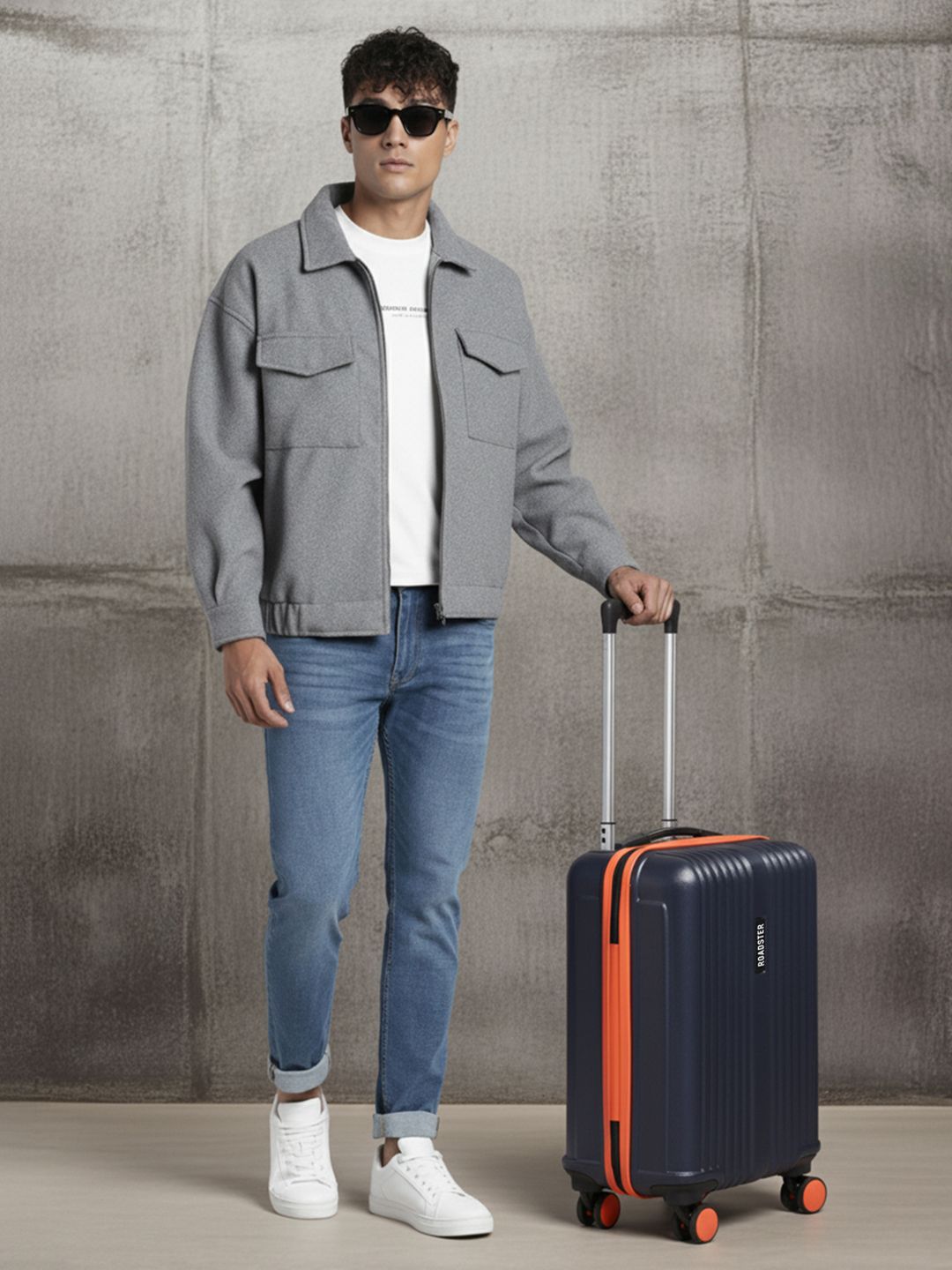 Roadster Textured Hard Cabin Suitcase Trolley Bag- 50L-picture-49