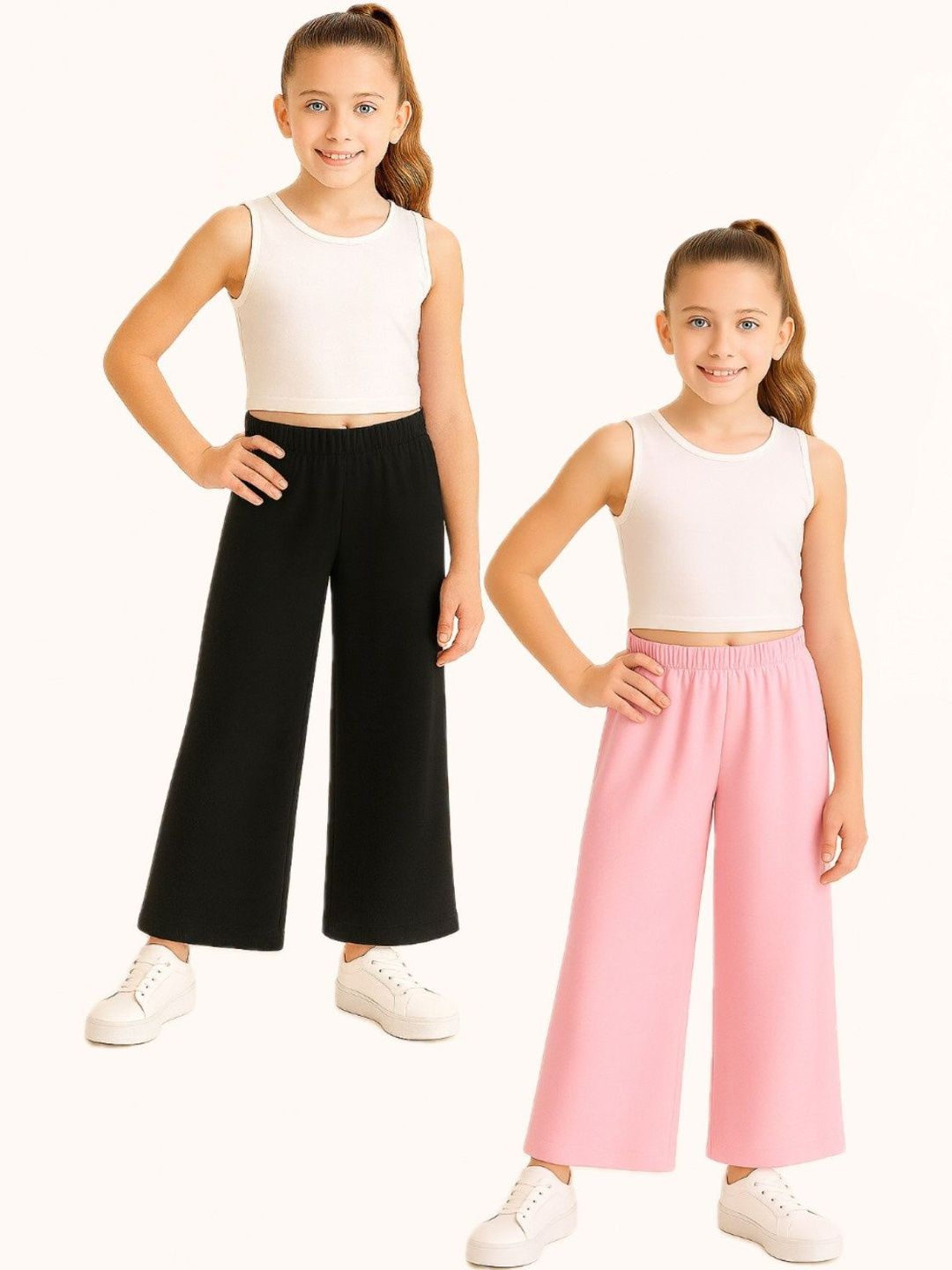EZEE SLEEVES Girls Pack of 2 Pure Cotton Loose Fit Track Pants-picture-44