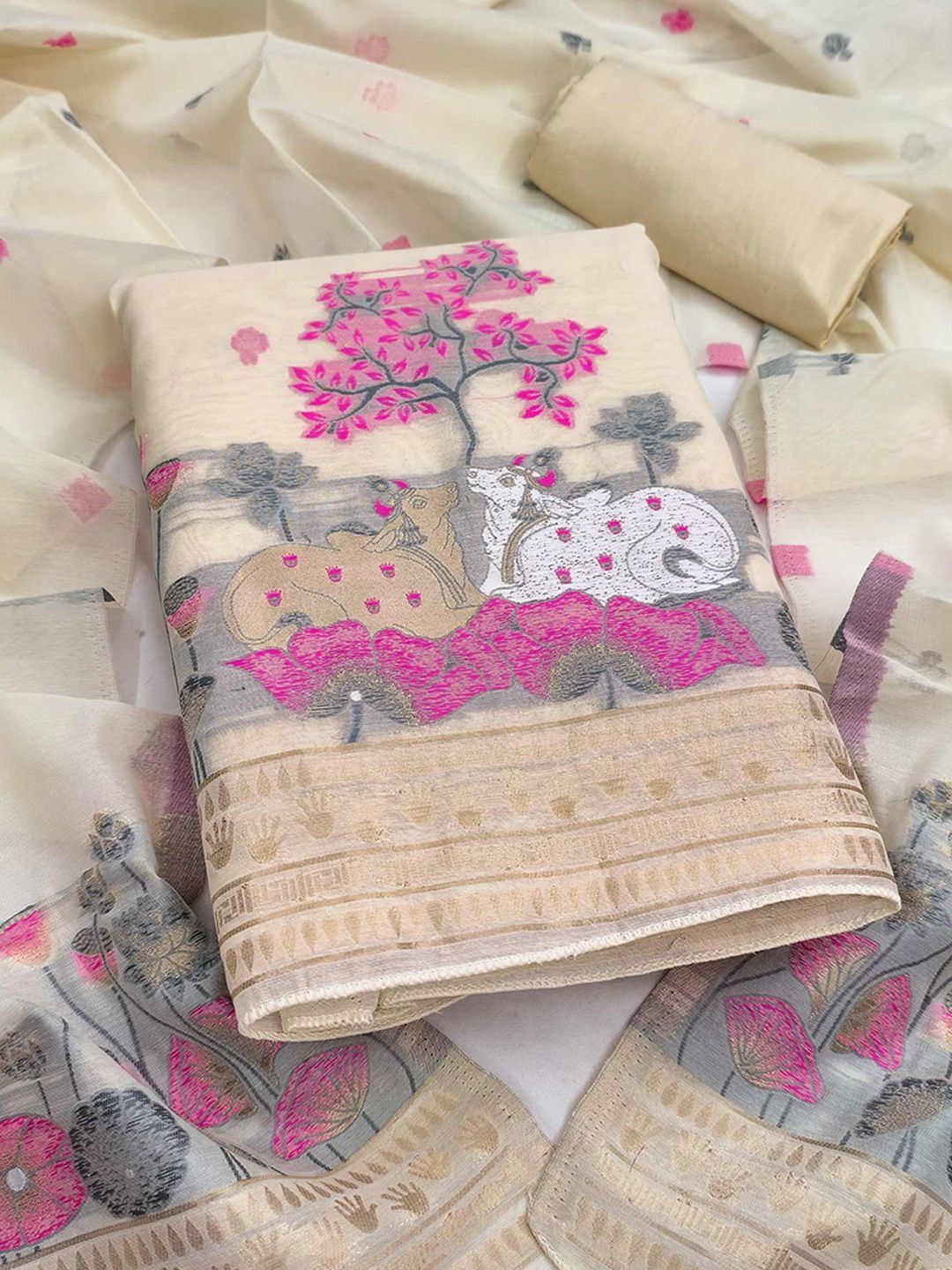 Peachmode Embroidered Unstitched Dress Material-picture-37