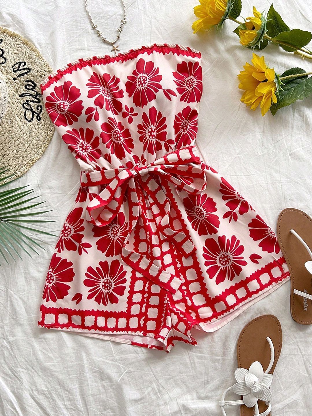 Zucchini Off-Shoulder Printed Jumpsuit-picture-12