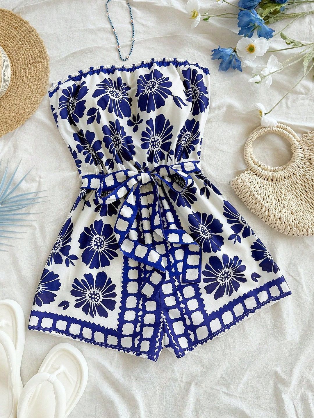 Zucchini Off-Shoulder Printed Jumpsuit-picture-32