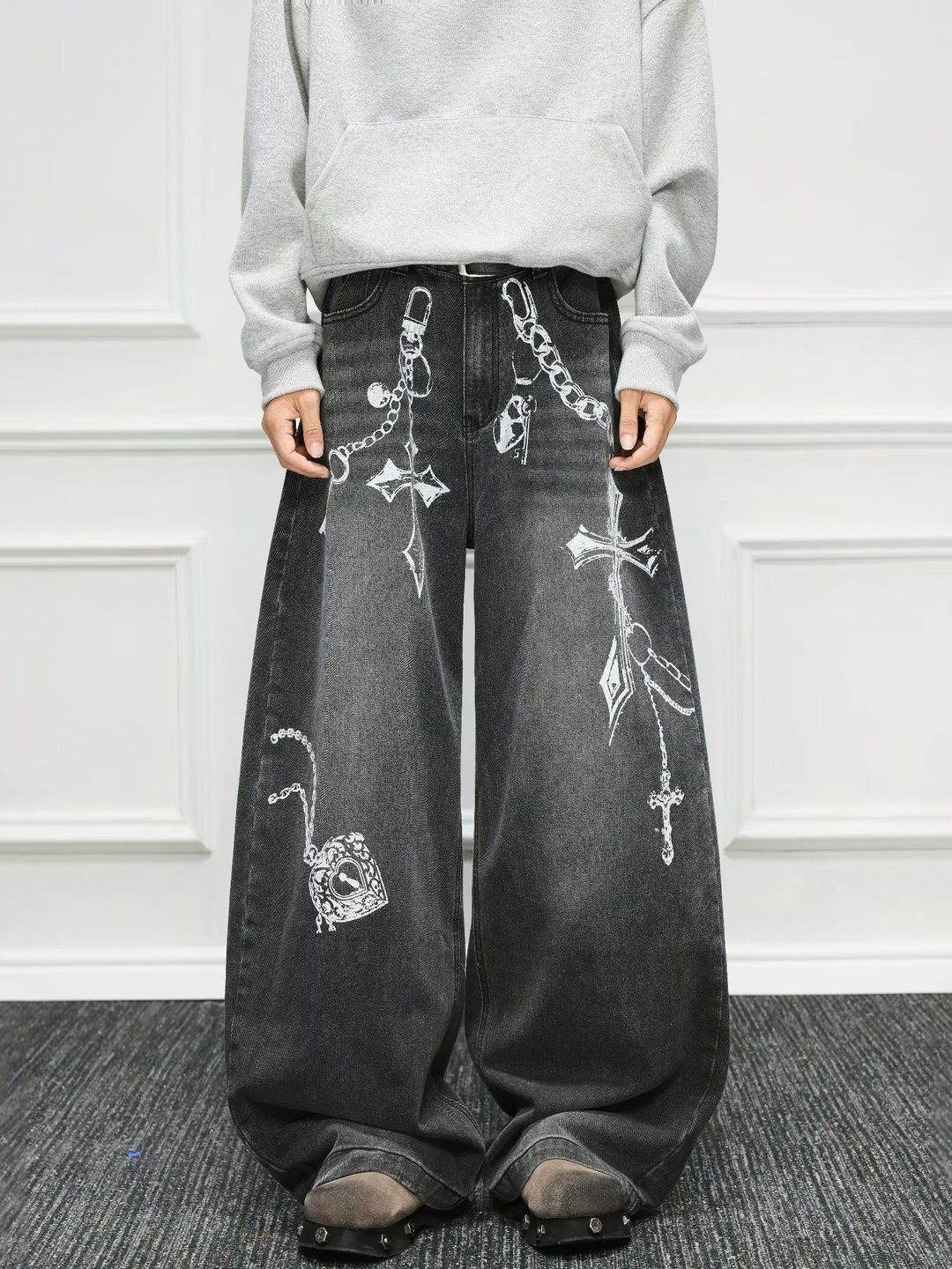 StyleCast x Revolte Men Wide Leg Mid-Rise Light Fade Printed Jeans-picture-13