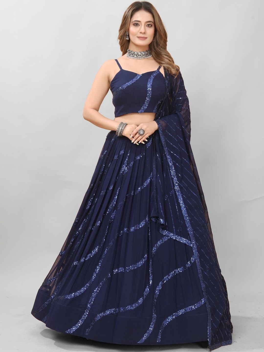 ODD BY chansi TRENDZ Embellished Sequinned Ready to Wear Lehenga & Blouse With Dupatta-picture-15