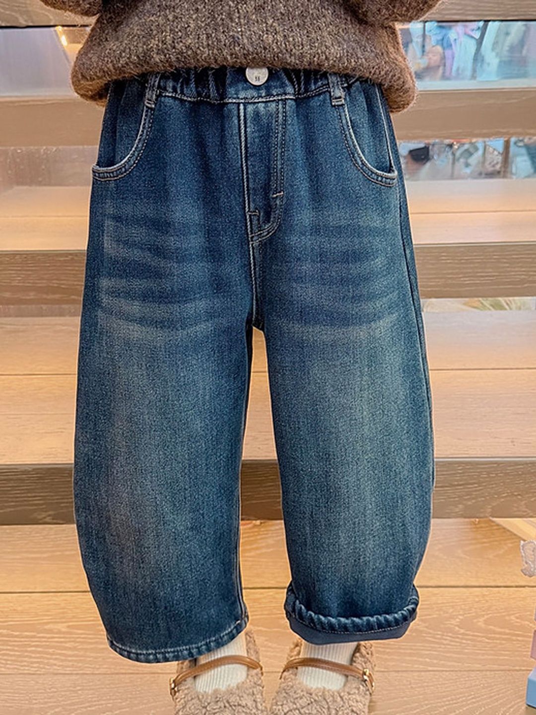 LULU & SKY Unisex Kids Wide Leg Mid-Rise Light Fade Jeans-picture-19