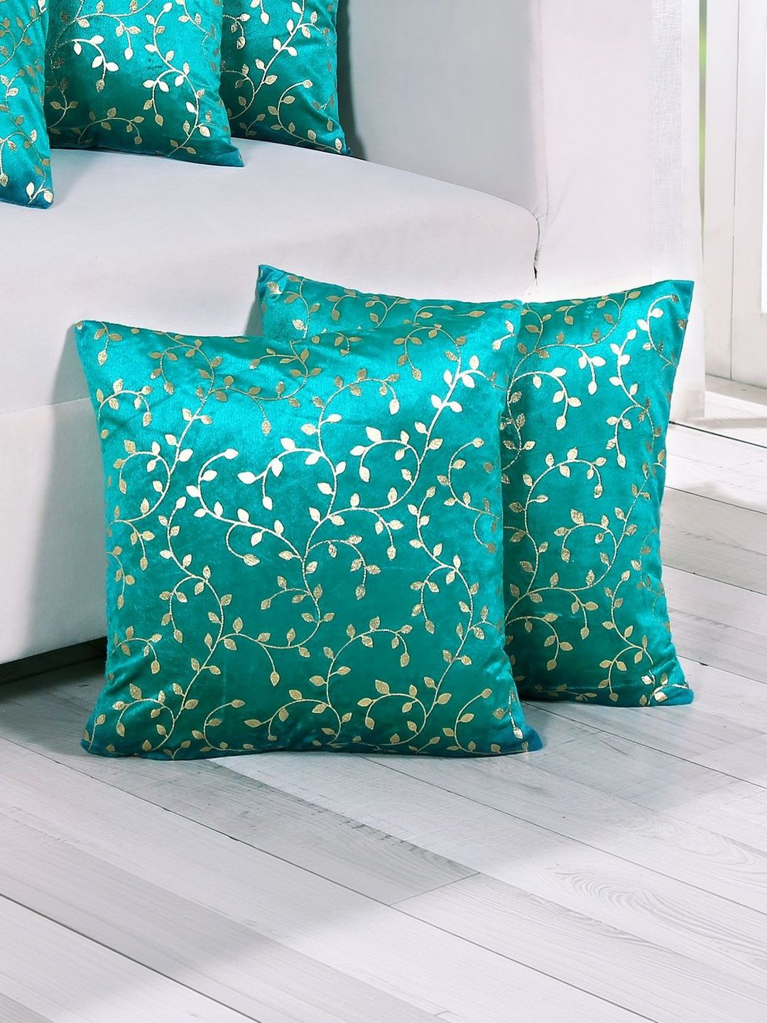 RD TREND Green Set of 5 Velvet Square Cushion Covers-image-10