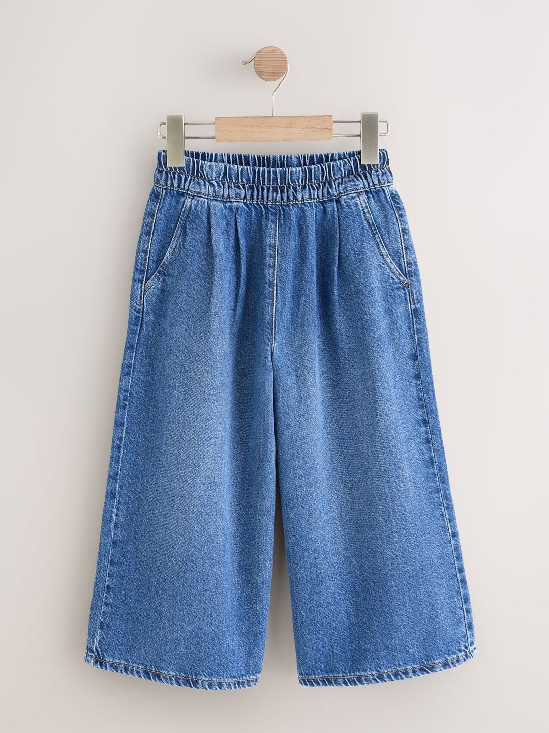 NEXT Girls Wide Leg Mid-Rise Light Fade Jeans