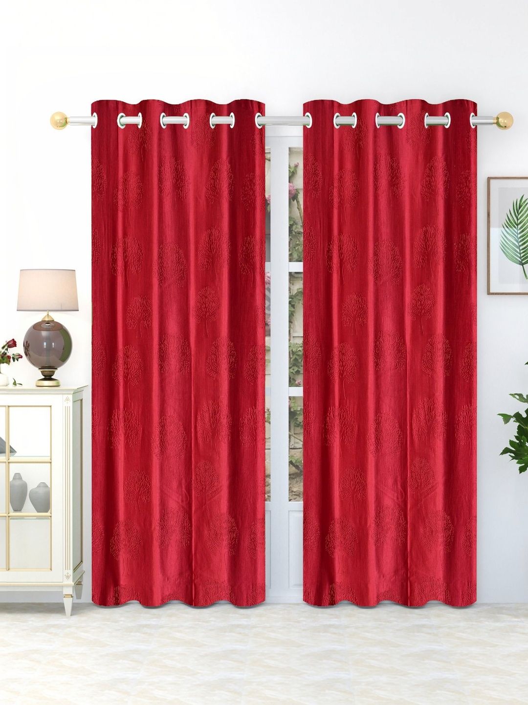 GEET CREATIONS Maroon Set of 2 Room Darkening Door Curtain-picture-34