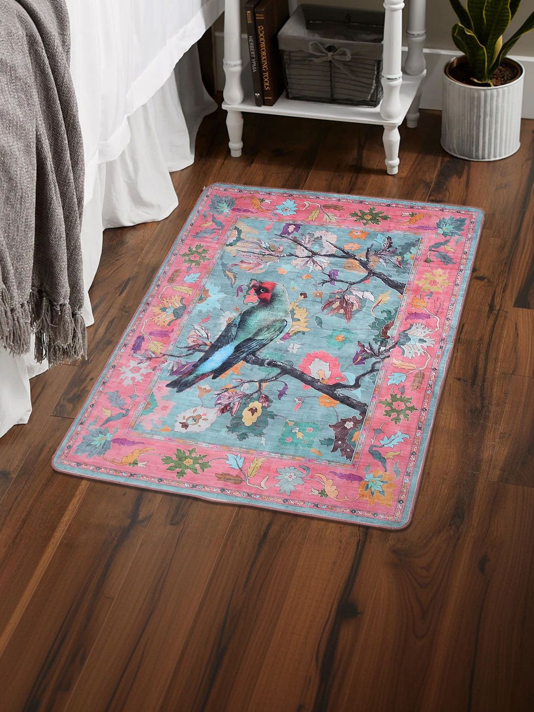 AAZEEM Multicoloured Floral Anti-Skid Polyester Carpet-picture-23